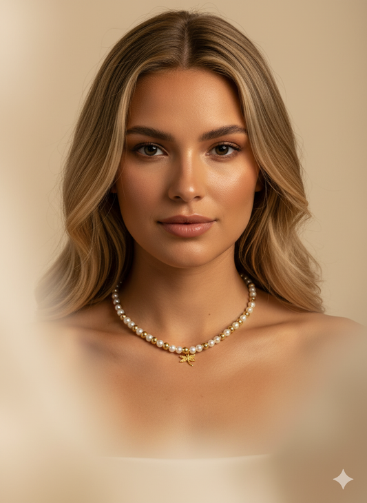 İnci ve Altın Boncuklu Yusufçuk Kolye Ucu