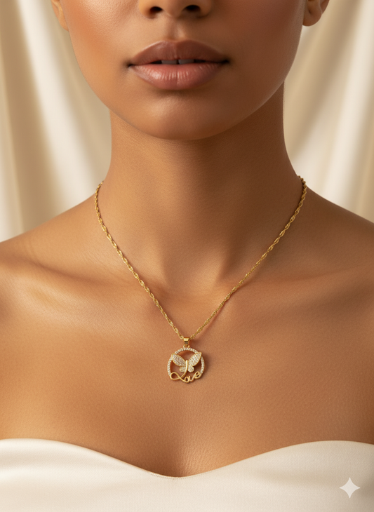 Altın Çift Kalp Kolye - Zarif Aşk Takısı, Kadınlar İçin Minimalist Hediye, Taçlı Romantik Günlük Kolye