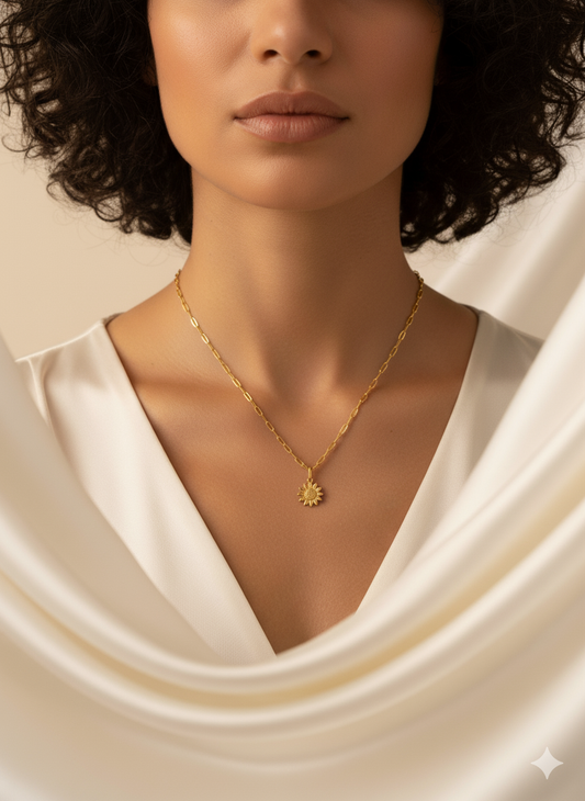 Ataç Zincirli Altın Ayçiçeği Kolye