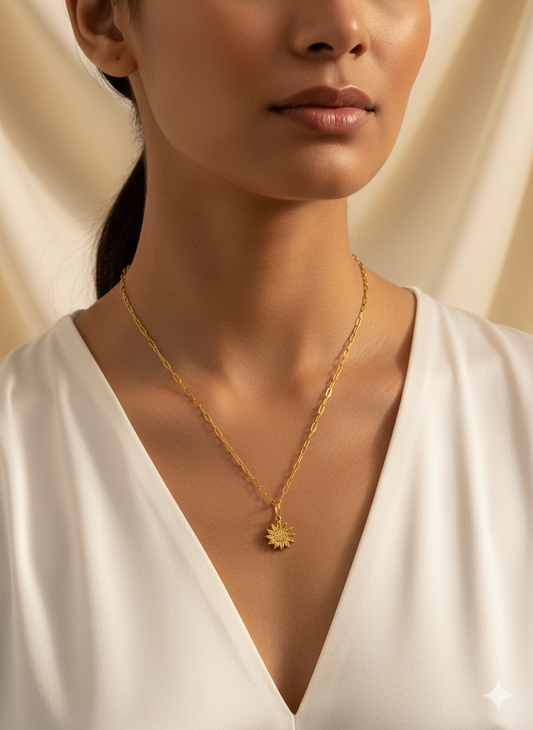 Ataç Zincirli Altın Ayçiçeği Kolye