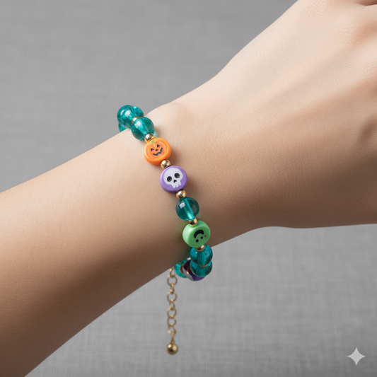 Cadılar Bayramı Boncuklu Bileklik - Ürkütücü Hayalet ve Balkabağı Takısı, El Yapımı Y2K Estetik Bileklik, Kadınlar ve Kızlar İçin Hediye